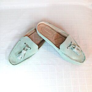 Lands’ End New Seagreen Suede Mules Size 7B